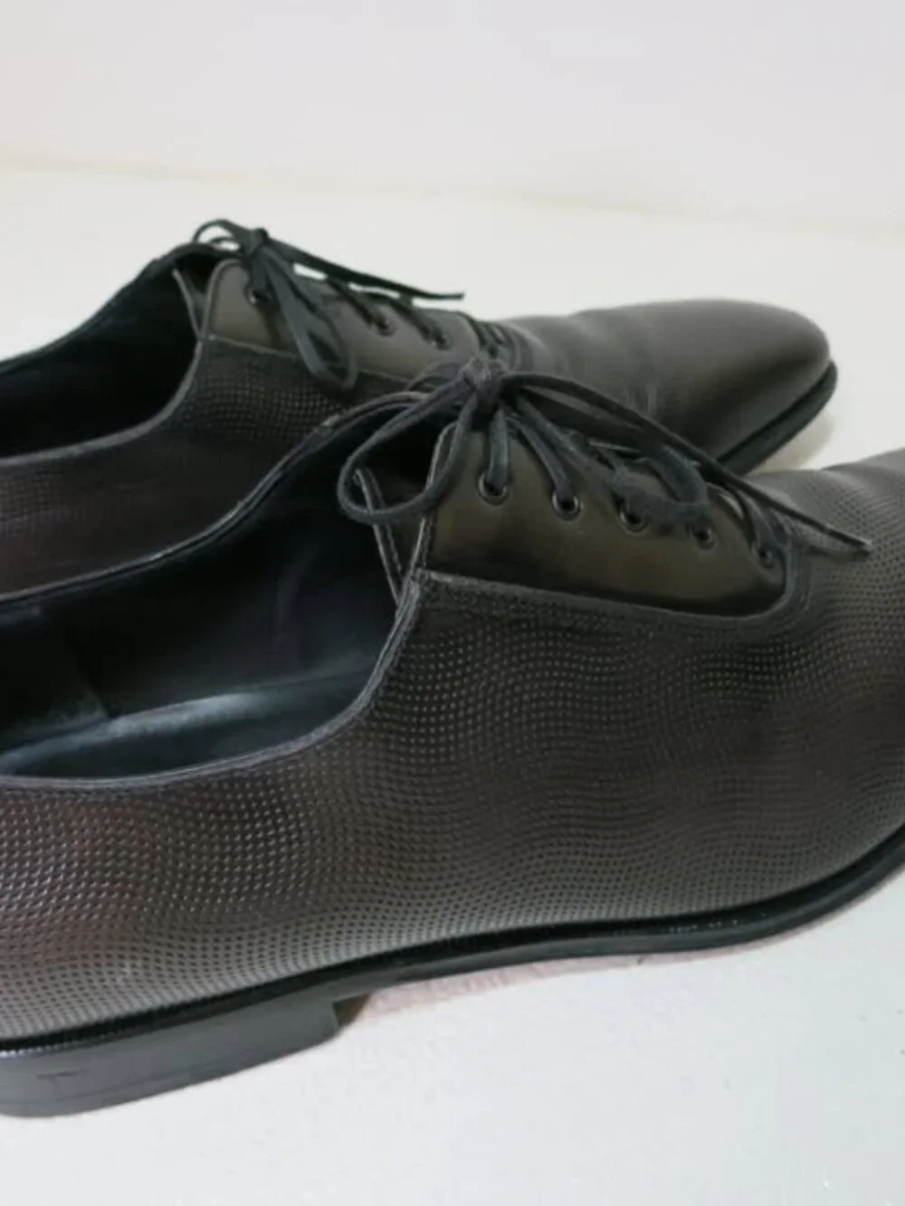 Salvatore Ferragamo Pebbled Grained Leather Plain Toe Oxfords Men's Shoes 8 EE